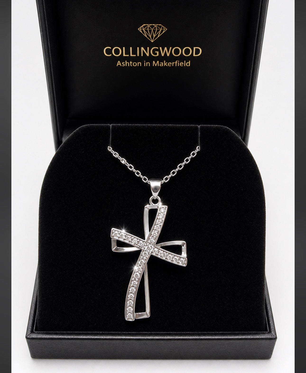 9ct Gold Cross Pendant Necklace | Yellow & White Gold | Hallmarked UK | Gift Boxed