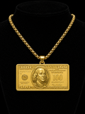 Heavy gold dollar pill pendant