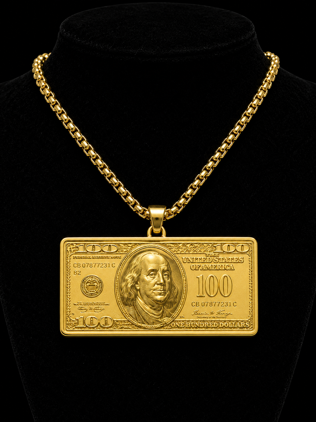 Heavy gold dollar pill pendant