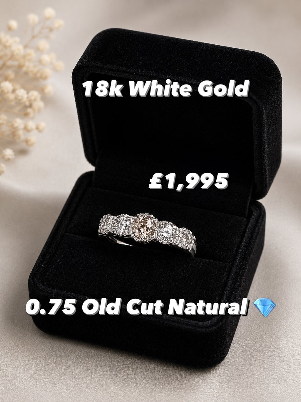 18k white gold diamond ring natural