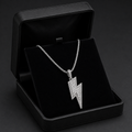 Stainless Steel Lightning Bolt Pendant Necklace 24" Chain