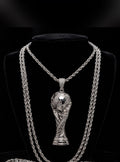Trophy World Cup Pendant 26" 7mm Rope Chain