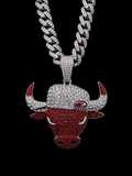 Diamond CZ Bulls Pendant 22" 10mm Cuban Link