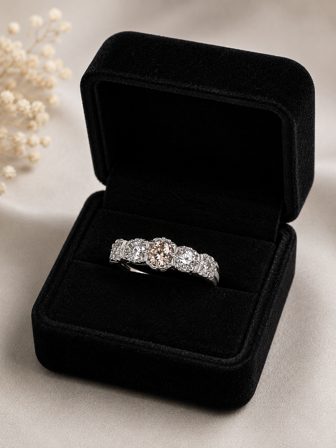 18k white gold diamond ring natural