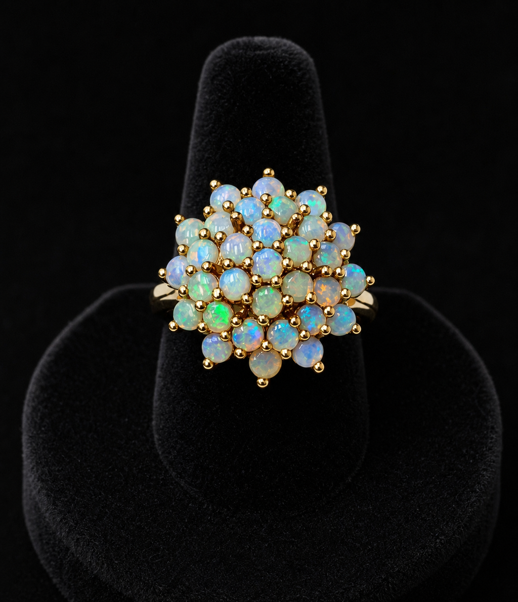 9ct Gold Opal Flower Ring