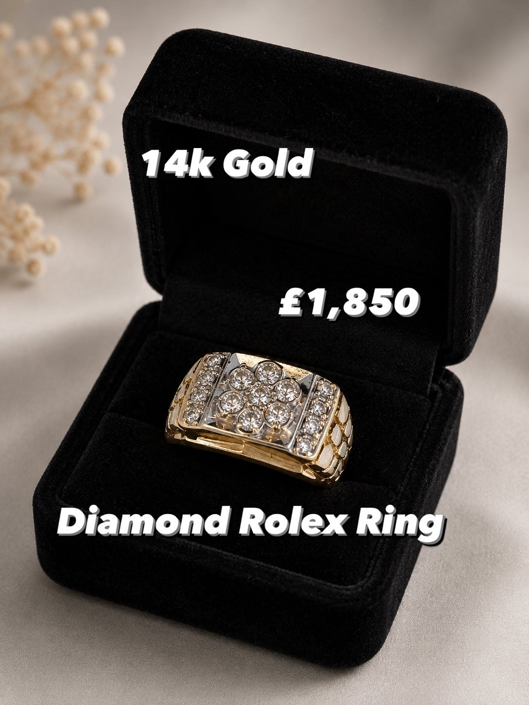 14k Real diamond Rolex Ring Rrp £2,400