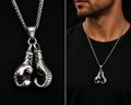 Silver Tone Boxing Gloves Pendant 22" Box Chain