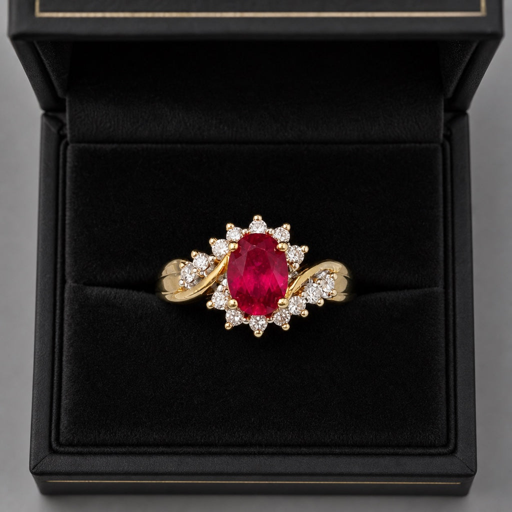 18ct Yellow Gold Ruby & Diamond Ring