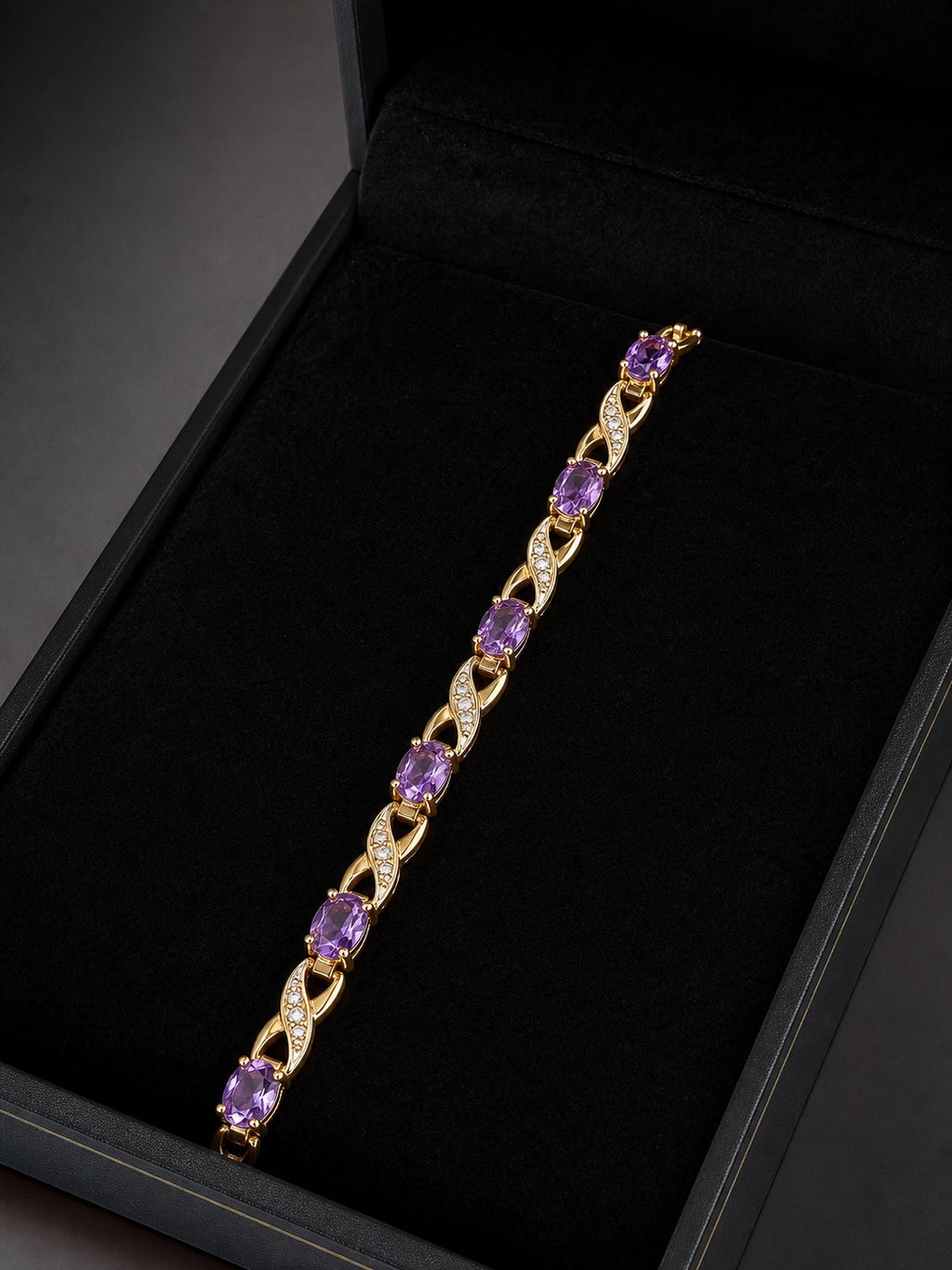 9ct yellow gold amethyst bracelet