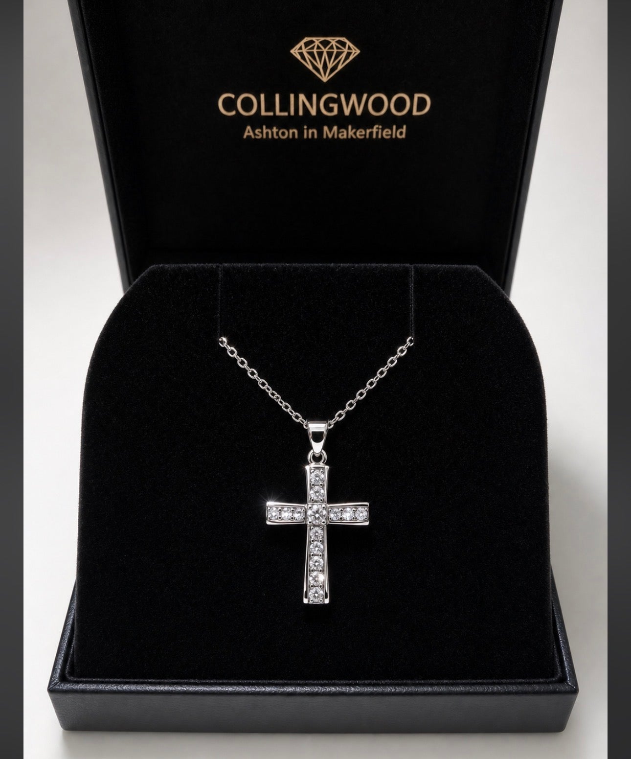 9ct Two-Tone Gold Cross Pendant Necklace | Yellow & White Gold | Hallmarked