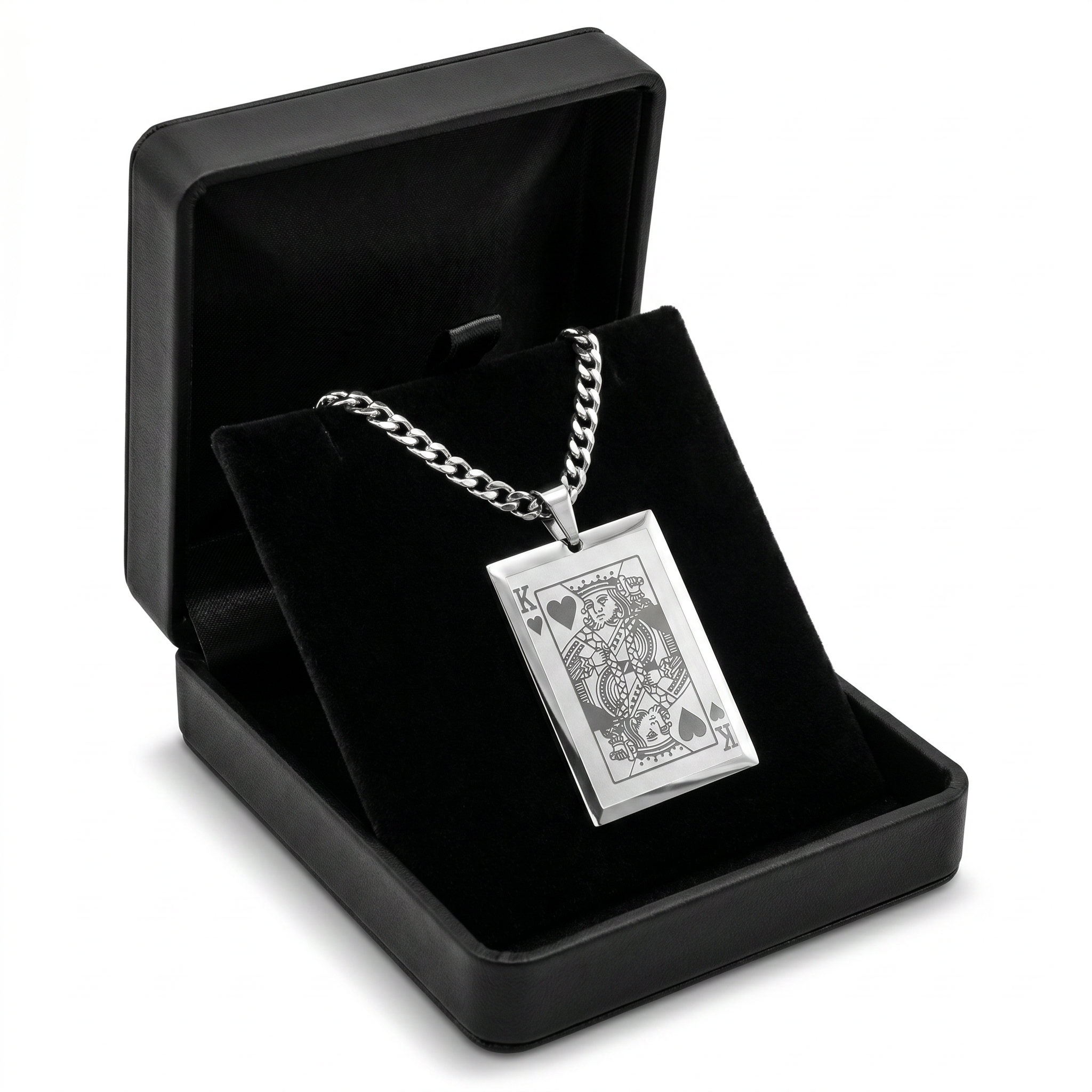 Stainless Steel 316 Cuban Chain Pendant Set | 18"-26" Adjustable | Waterproof & Tarnish-Free