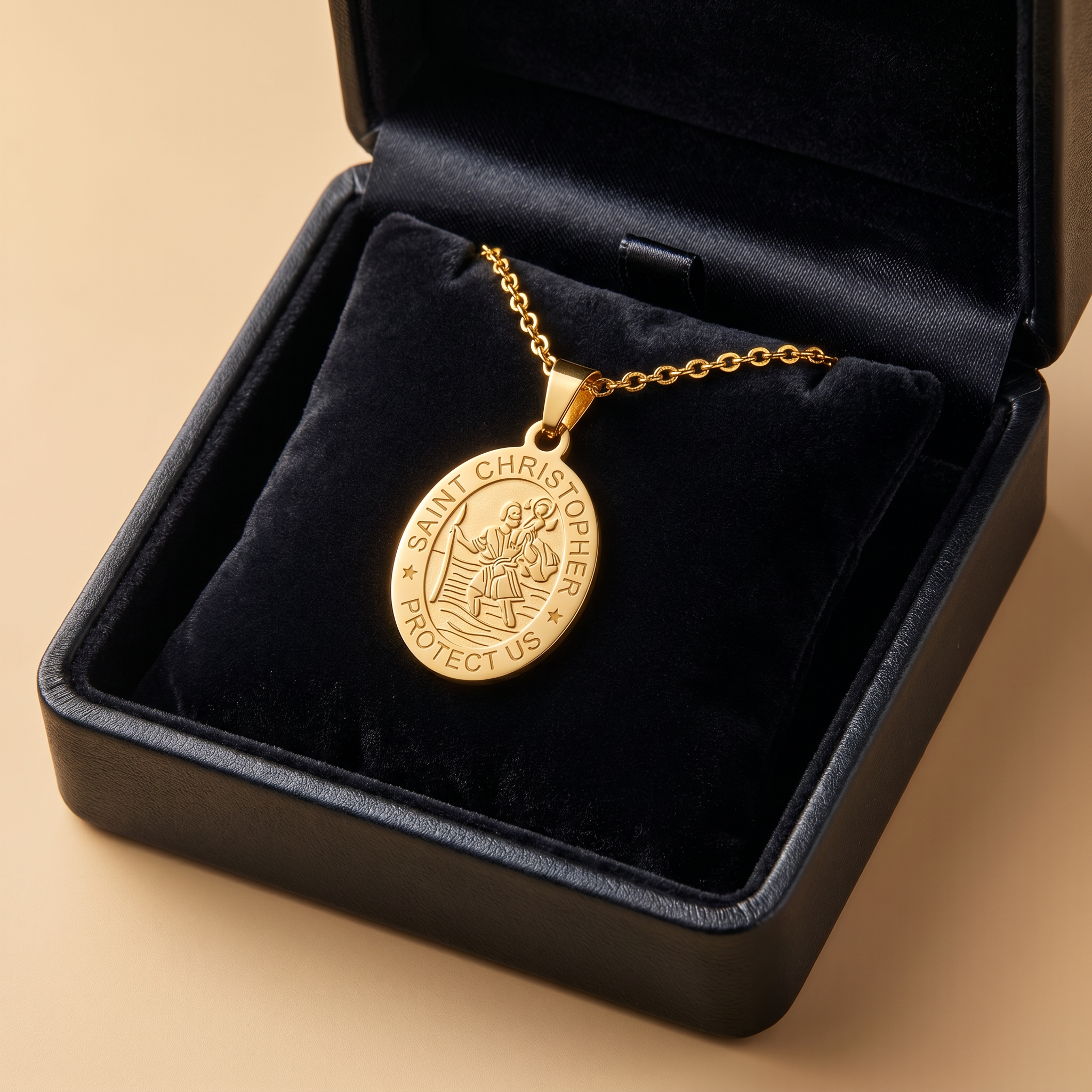 Gold Plated St Christopher Pendant | 316L Stainless Steel | Waterproof & Tarnish-Free